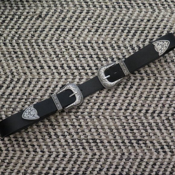 Vintage Accessories - Western double buckle black belt